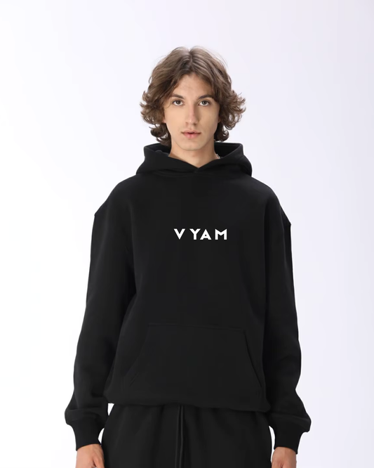 Vyam Unisex Oversized Pullover Hoodie Black