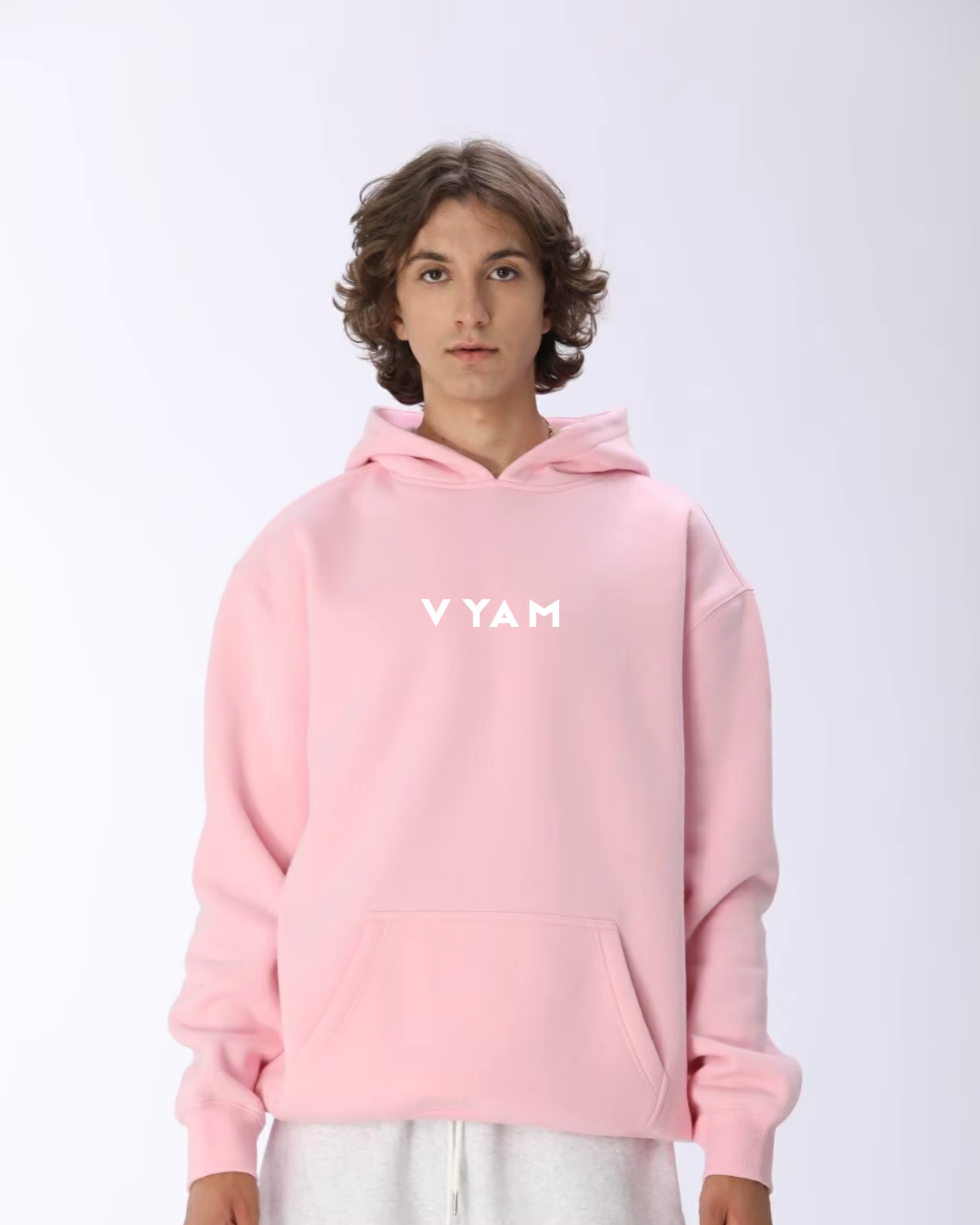 Vyam Unisex Oversized Pullover Hoodie Pink